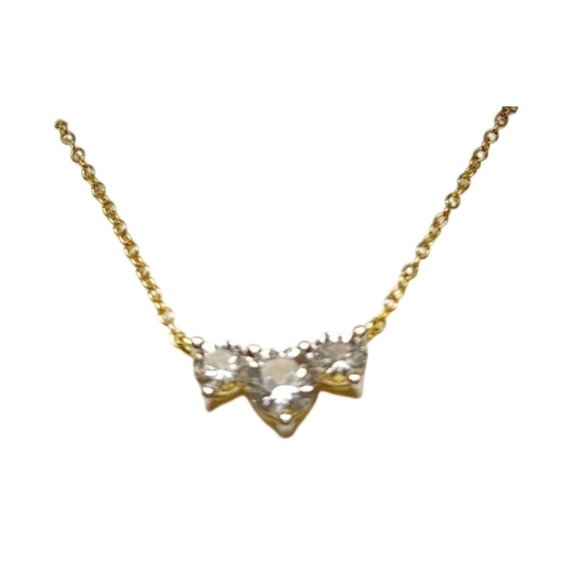Gemstone Brilliance Jewelry - Created White Sapphire Necklace Gold-Plated 18 inch Chain With Triangular Pendan